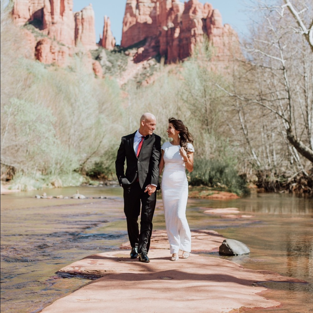 White Backless Sequin Gown